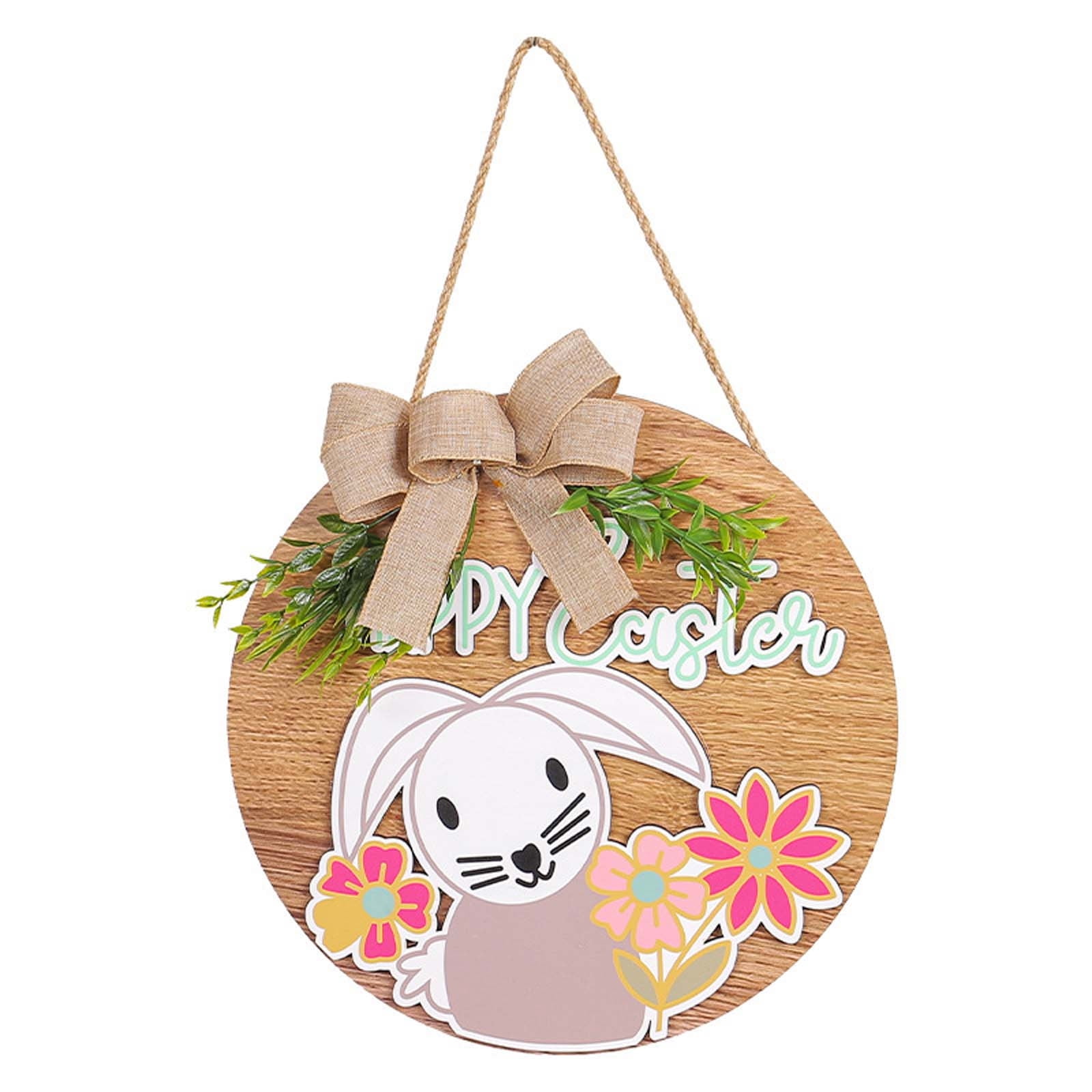 Glitzhome Easter Wooden Hanging Sign, 11.75"D Round 5 thumbnail image