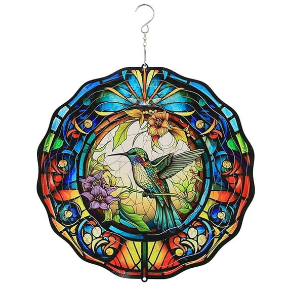 NSESSHome Hummingbird Wind Spinners Chicken Gifts for Women Men 3D Metal Hanging Wind Spinner Metal Wind Catchers Kinetic Sculpture for Indoor/Outdoor Decor, Yard Art, Garden Decorations