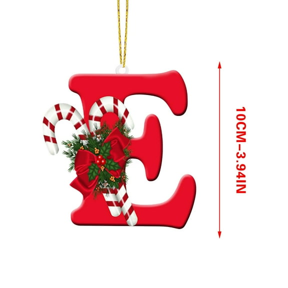 NSESSHome Initial Letters 26 Letters Christmas Tree Decoration Pendant,Christmas Tree Ornaments Personalized DIY Christmas Ornaments Christmas Decoration Xmas Tree Hanging Decor with cane and wreath