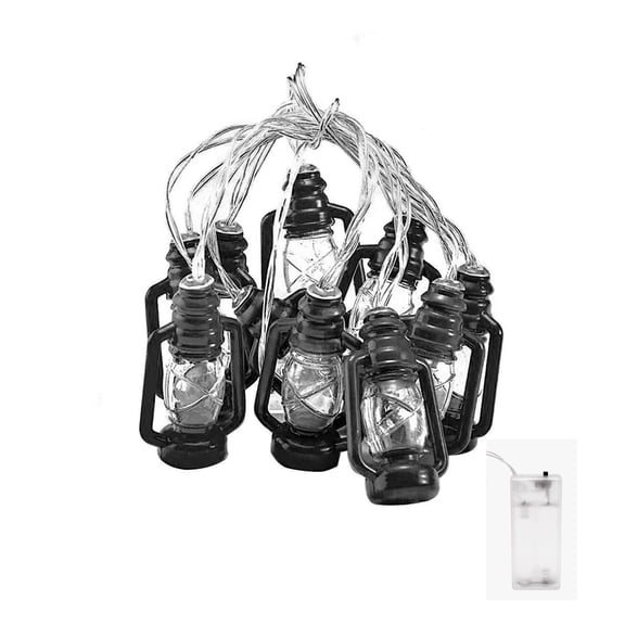 NSESSHome LED String Lights with Retro Chinese Linen Cylindrical Design, 59" Black and White Decorative Light for Room, Courtyard, and Christmas Vibes, Indoor Outdoor Use