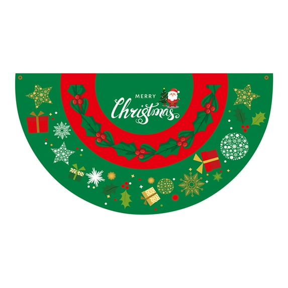 NSESSHome Merry Christmas Fan Flag Santa Claus Patch Bunting Flag Christmas Snowman Half Fan Banner Xmas Party Decoration