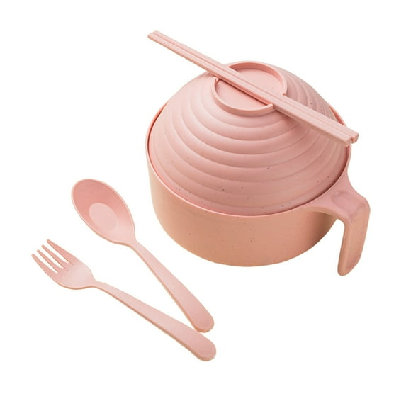 NSESSHome Microwave Ramen Cooker Set Quick Ramen Bowl Set Microwave Noodle Cooker with Handle Ramen Noodle Bowl with Spoon Chopsticks Fork College Dorm Room Apartment Essentials