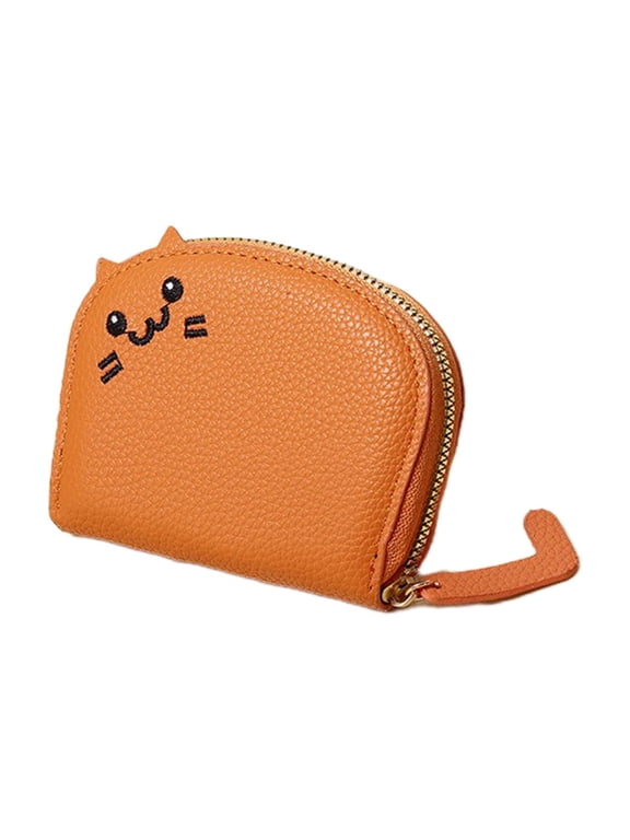 Mini Wallet for Women and Children - Cute, Compact Zipper Card Organizer, Faux Leather, 9 Card Slots