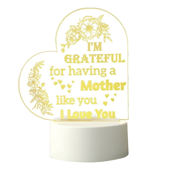 NSESSHome Mother's Day Gift for Mom, Gifts for Mom from Daughter Son, Acrylic Engraved Night Light Mother Birthday Gifts, Personalised Presents for Mom Unique, Room Decartion Night Lamp