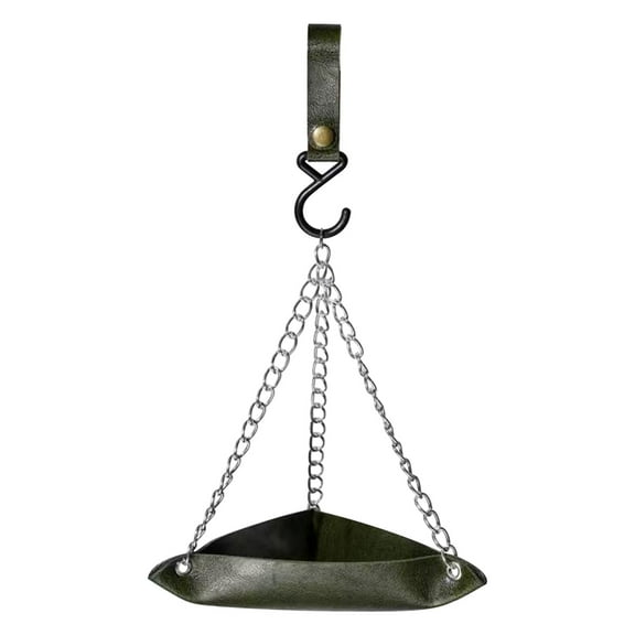 NSESSHome Outdoor Leather Bird Feeder Basket with Hook, Hanging Foraging Feeder for Garden and Patio
