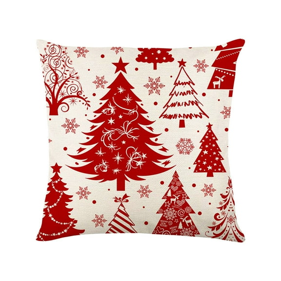 NSESSHome Red Christmas Decorations-Throw Pillow Covers 18x18 in, Decorative Joy Snowflake Pillow Case for Couch Sofa Winter Holiday Indoor Outdoor Home Red White Xams Decorations