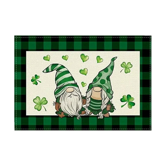 NSESSHome Set of 4 Lucky Shamrock St. Patrick's Day Placemats for Dining Table, 12 x 18 Inch Seasonal Holiday Rustic Vintage Washable Table Mats