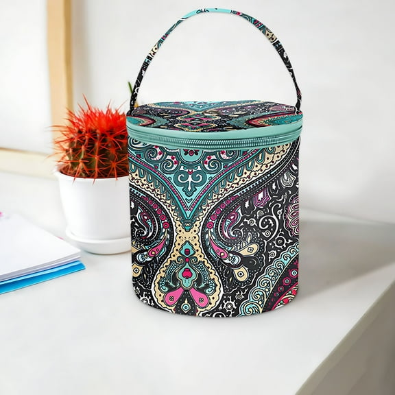 NSESSHome Small Yarn Bag Knitting Bags Yarn Storage Organizer Crochet Tote Mini Yarns Drum Case for Store Crochet Hooks Set, Knitting Needles, Yarn Ball, Knitting and Crochet Supplies