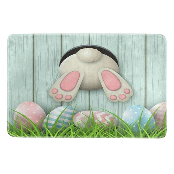 NSESSHome Spring Easter Colorful Eggs Welcome Door Mat Outdoor Entrance, Non-Slip Front Doormat Entryway Front Porch Throw Rugs for Easter Entrance