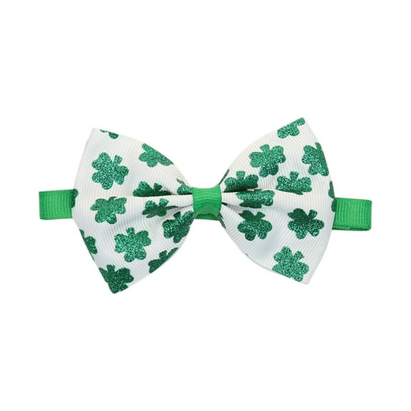 NSESSHome St.Patrick's Day Dog Bow Ties, Pet Small Dog Collar Attachment Grooming Bowties, Lucky Clover Dog Bow Ties for Holiday Festival Puppy Dog Collar Accessories