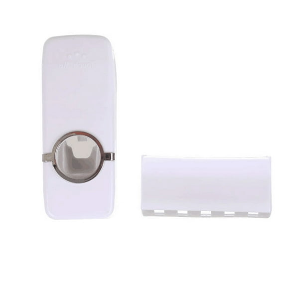 NSESSHome Toothpaste Dispenser and Toothbrush Holder Set, Wall Mounted Automatic Toothpaste Squeezer and Toothbrush Organizer Holder,Restroom Bathroom Accessories (5 Brushes Slots)