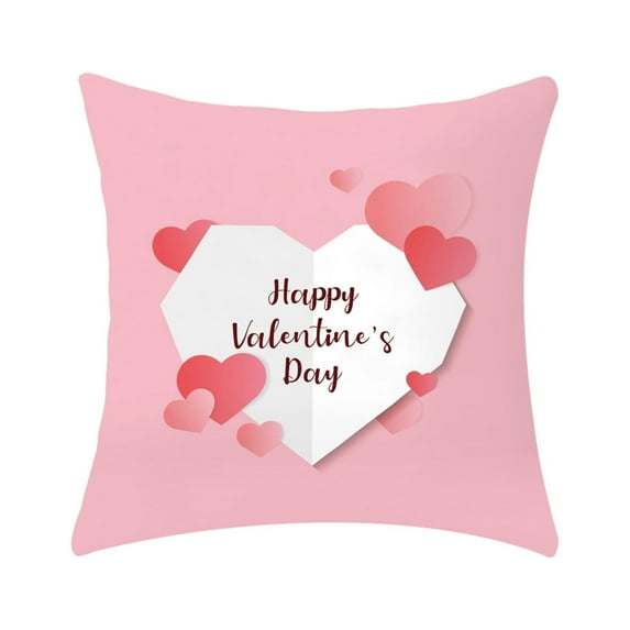 NSESSHome Valentine’s Day Throw Pillow Case Decorations, Valentine Linen Cushion Cover 18 x 18 Inches Heart Love Gift Decor for Sofa Couch