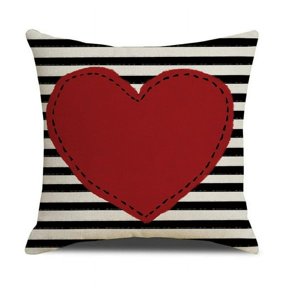 NSESSHome Valentines Day Linen Pillow Covers Love Heart Throw Pillow Covers Wedding Anniversary Pillow Covers Pillow Cases Home Outdoor Sofa Couch Cushion Covers