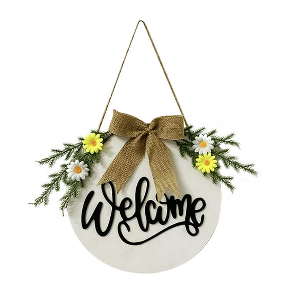 NSESSHome Welcome Sign for Front Door Porch Decor Farmhouse Wreath Wall Decor Round Wooden Hanging Housewarming Home Decor for Home Outdoor Indoor