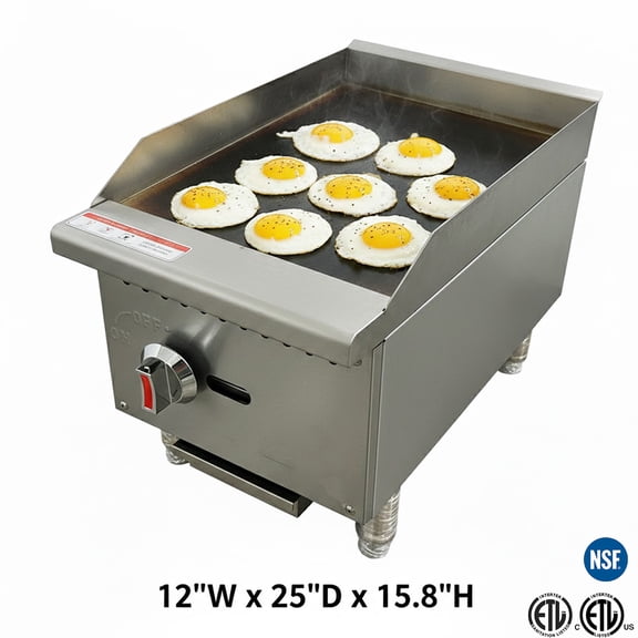 NSF 12" Commercial Countertop Gas Griddle – Compact, Powerful & Built for Daily Kitchen Use