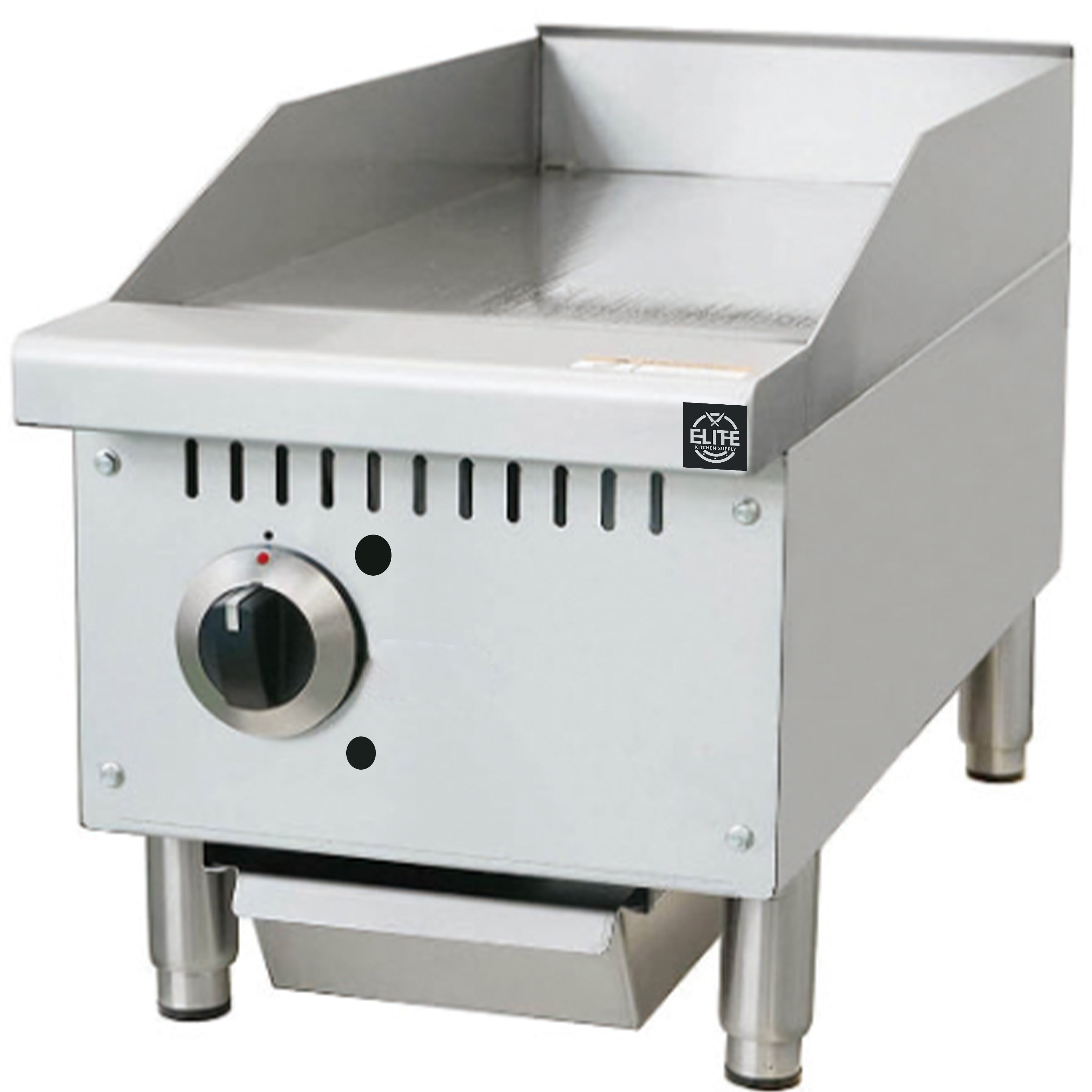 NSF 12 in. Commercial Countertop Gas Griddle, 1 Burner, NG/LPG 30,000 BTU 1 inch Plate with Manual Controls