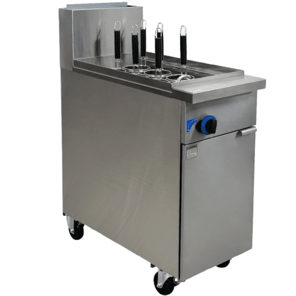 NSF 16 in. Natural Gas 6 Hole Commercial Noodle/Pasta Ramen Cooker Range with Temperature Control, 70,000 BTU, Stainless Steel, 11 Gal Open Pot