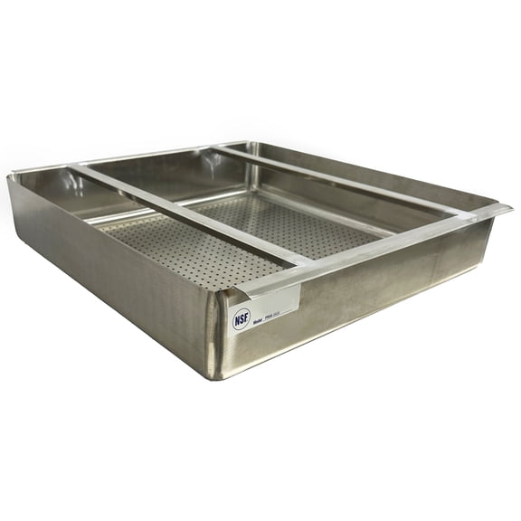 NSF 20''x20''x4'' Drain Basket, 18-Gauge Stainless Steel Pre-Rinse Basket with Stainless Steel Slides