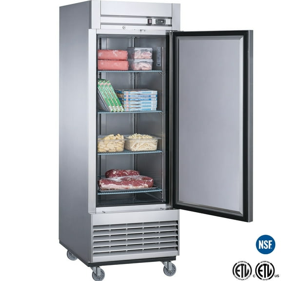 NSF 27 in. Reach-In Commercial Freezer 18.6 Cu.Ft. Solid Single Door Freezer, Upright Freezer in Stainless Steel