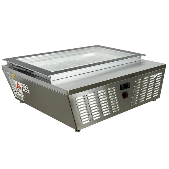 NSF 32 in. Countertop Gelato Ice Cream Display Freezer 8 Pan Display Freezer Stainless Steel