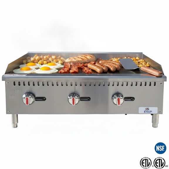 NSF 36" Commercial Countertop Gas Griddle – High-Capacity Cooking with Even Heat Performance