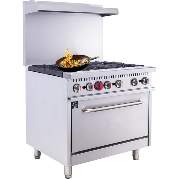 NSF 36 in. Gas Oven Range 6-Burner, 210,000 BTU Heavy-Duty Oven Ranges, Commercial Range for Kitchen Restaurant