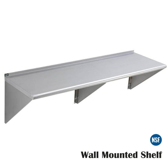 NSF 36in.x12in. Stainless Steel Flotaing Shelf, Wall Mounted Floating Shelving 350 lbs Load Commercial Shelves