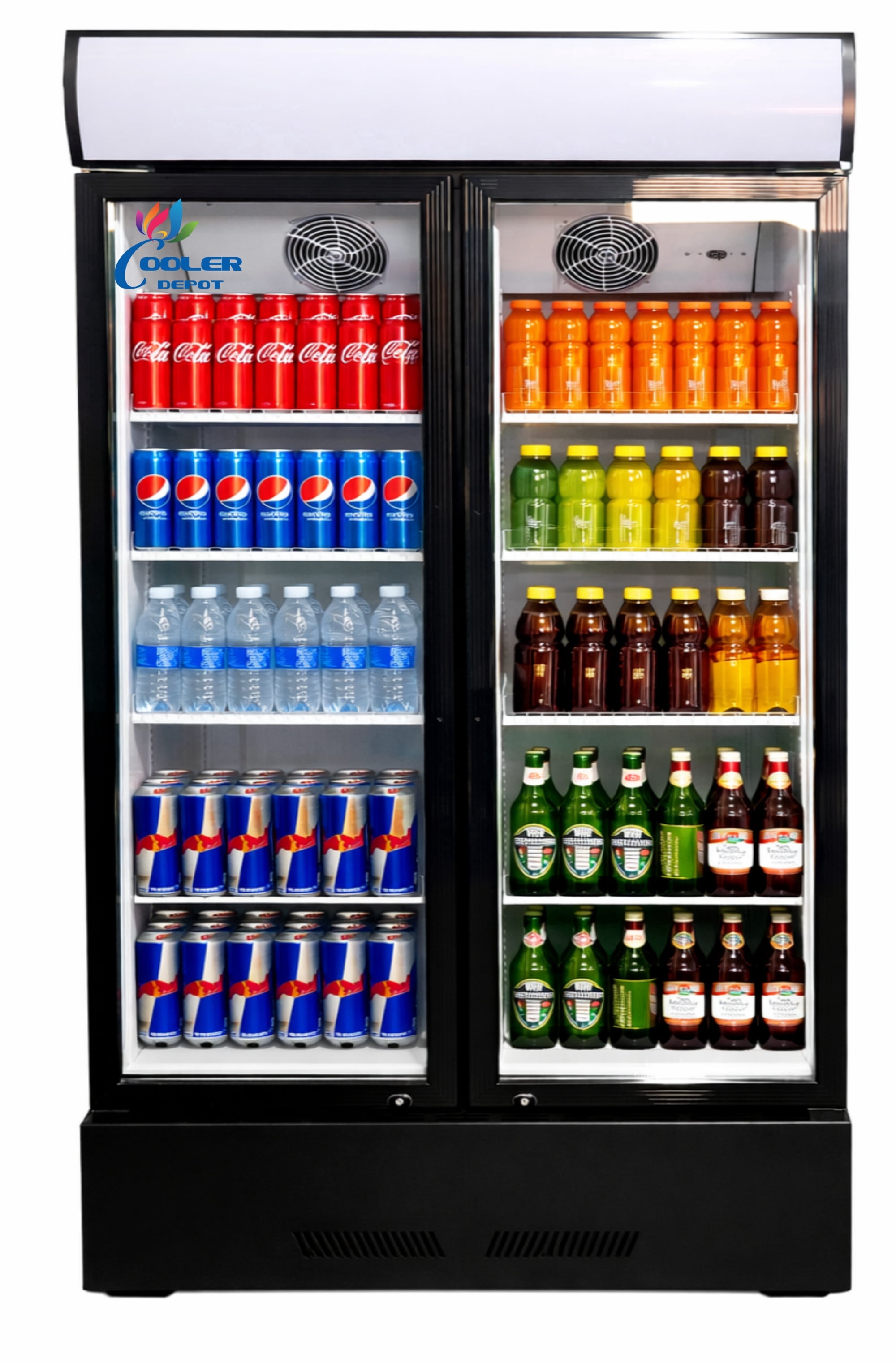 39 inch, 15.5 cu.ft, Commercial Refrigerator Merchandiser, 2 glass door cooler, NSF Certified.