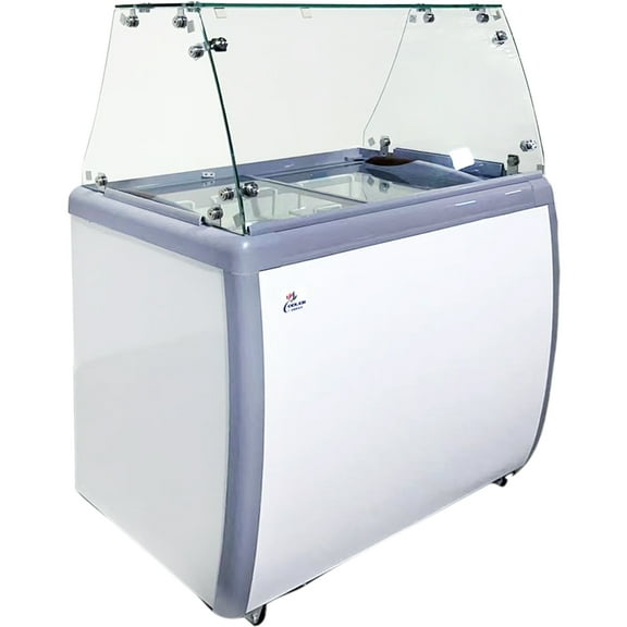 NSF 40" Ice Cream Dipping Cabinet Freezer | 6-Tub Display, Flat Glass Sneeze Guard, R290, 115V
