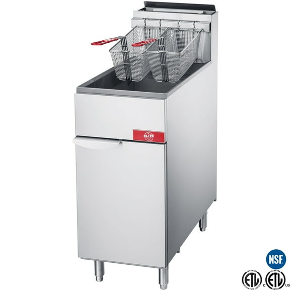 40 lb Capacity Commercial Deep Fryer, 90,000 BTU, 3-Burner Propane Fryer, NSF Certified