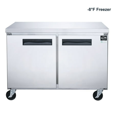 NSF 48 in. 2-Door Undercounter Freezer 13 Cu. Ft. Worktop Commercial Freezer in Stainless Steel ETL