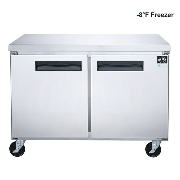 NSF 48 in. 2-Door Undercounter Freezer 13 Cu. Ft. Worktop Commercial Freezer in Stainless Steel ETL