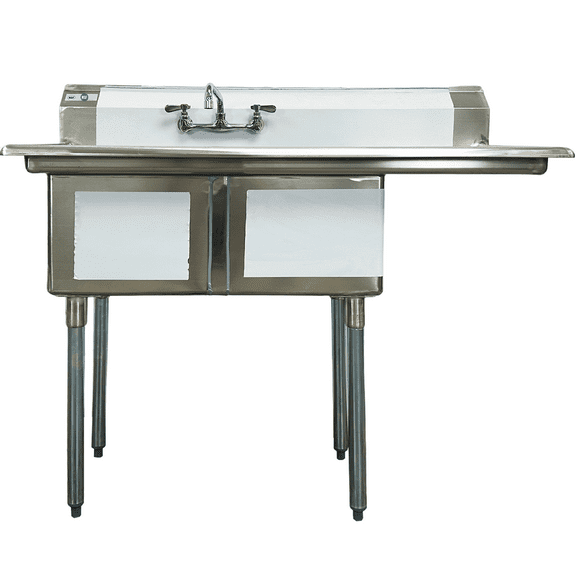 NSF 48 in. Double Bowl Sink With Faucet, Kitchen Sink Commercial Sink with Right Drainboard in Stainless Steel