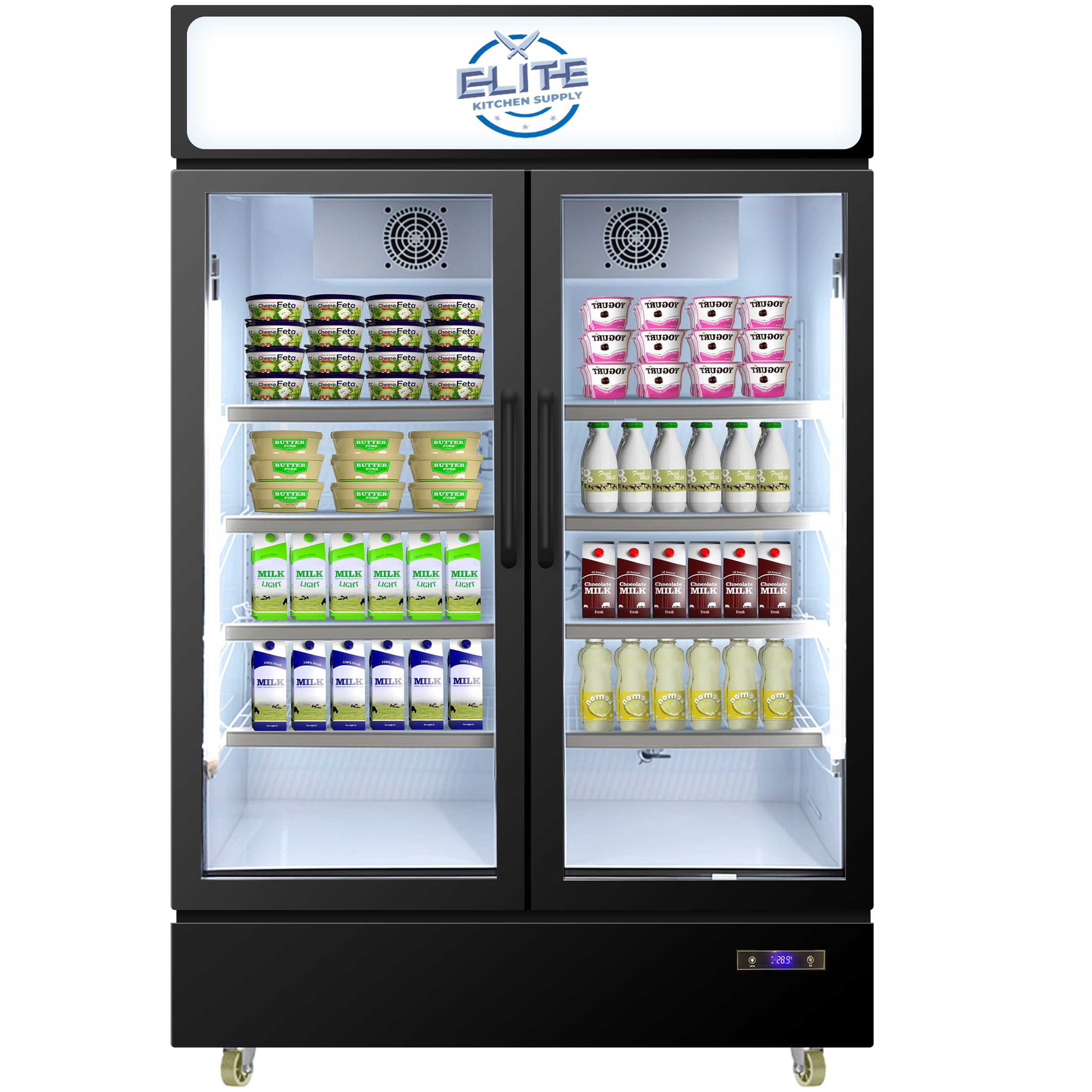 NSF 48 in. Glass Door Refrigerator Cooler 26 Cu. Ft. 2-Door Upright Showcase, Merchandiser ETL