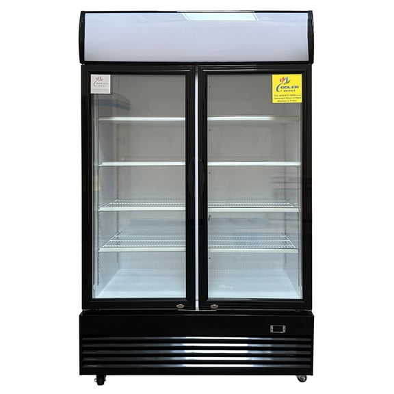 Cooler Depot 47 In. Double Glass Door Commercial Beverage Cooler Refrigerator Model LG1000 NSF ETL Certified