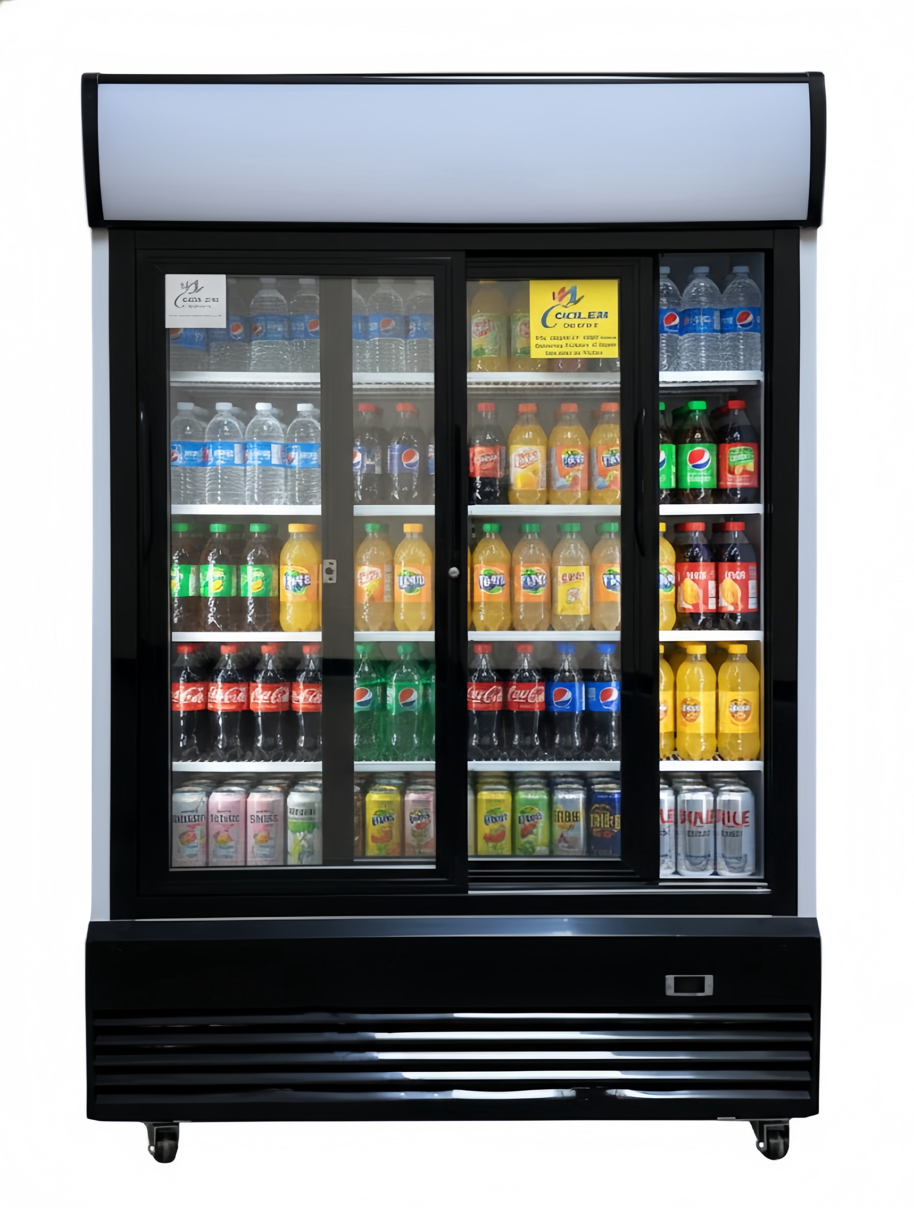 Cooler Depot NSF 48 in. Commercial Beverage Refrigerator, Two Sliding Glass Doors, LED Lighting
