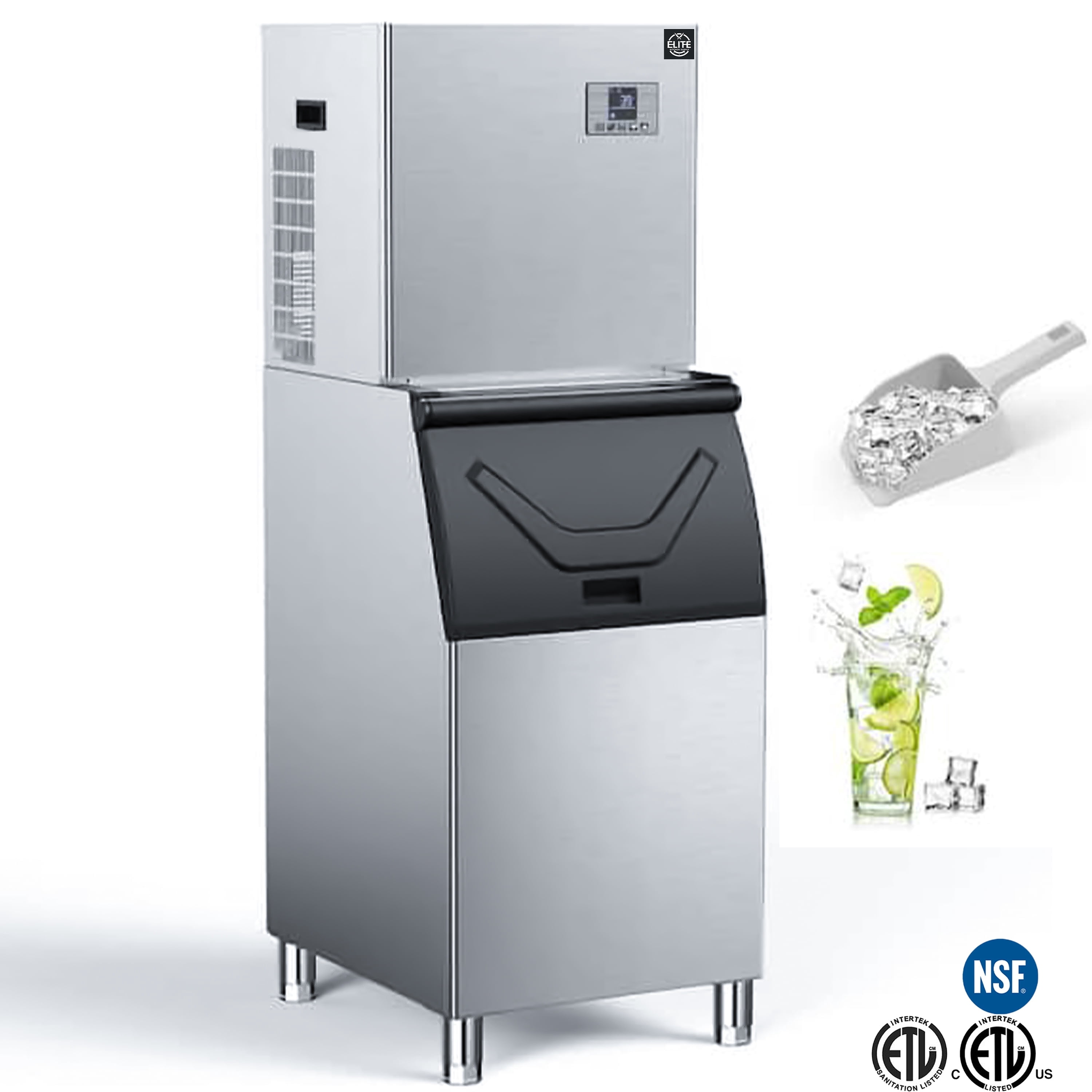 NSF 520 Lb/24h Cube Ice Maker, Freestanding Ice Machine, Built-In Ice Maker, Commercial Ice Maker