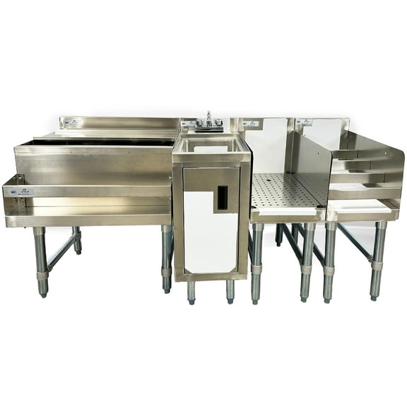NSF 60''x22.5''x33.3'' Combination Cocktail Station, Stainless Steel