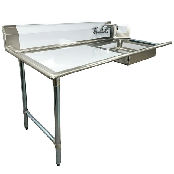 NSF 60''x30''x45'' Bar Sink, Free Standing Soiled Dish Table, Left Table Bar Sink with Faucet