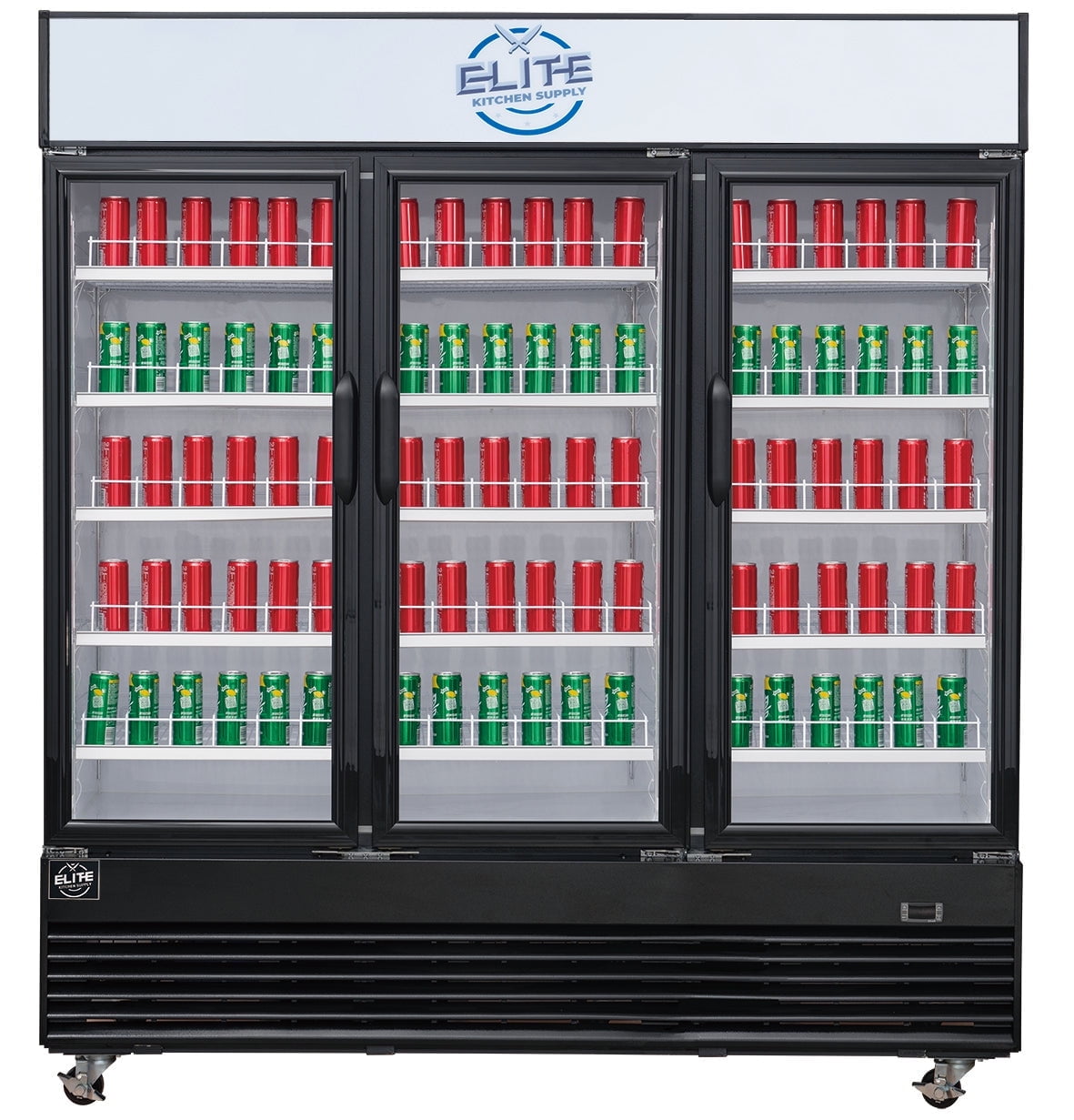 Elite Kitchen Supply 78in Large Refrigerator, Three Tempered Glass Doors, Adjustable Racks, 69.43 Cu. ft., NSF