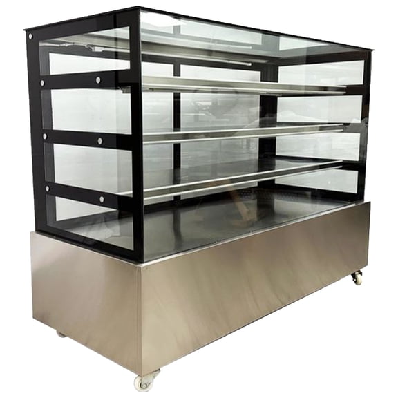 NSF 71 in. Bakery Showcase Square Glass 3 Tier Non Refrigerated Pastry Display Case with LED Light
