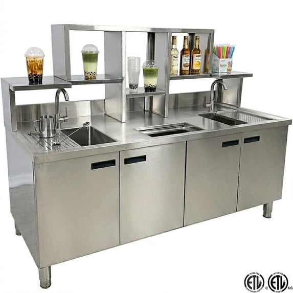 NSF 72 Inch Commercial Bubble Tea Prep Station Stainless Steel ...