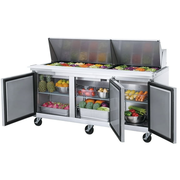 NSF 72 in. 3-Door Mega Top Sandwich Prep Table Refrigerator 21 Cu.Ft. Commercial Refrigerator