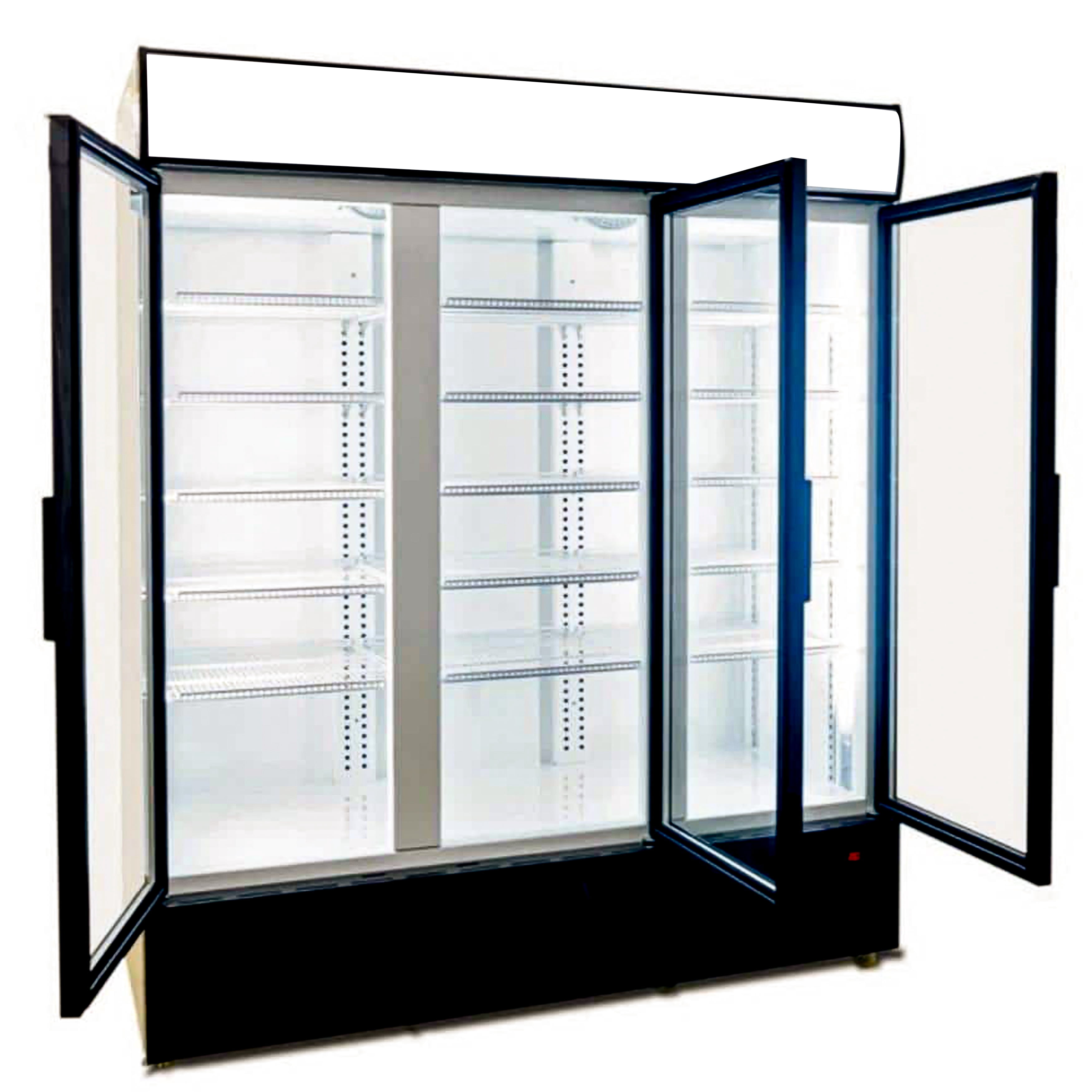 74 in Commercial 3-Glass Door Upright Reach-In Merchandiser Cooler, 60 Cu Ft Beverage Display