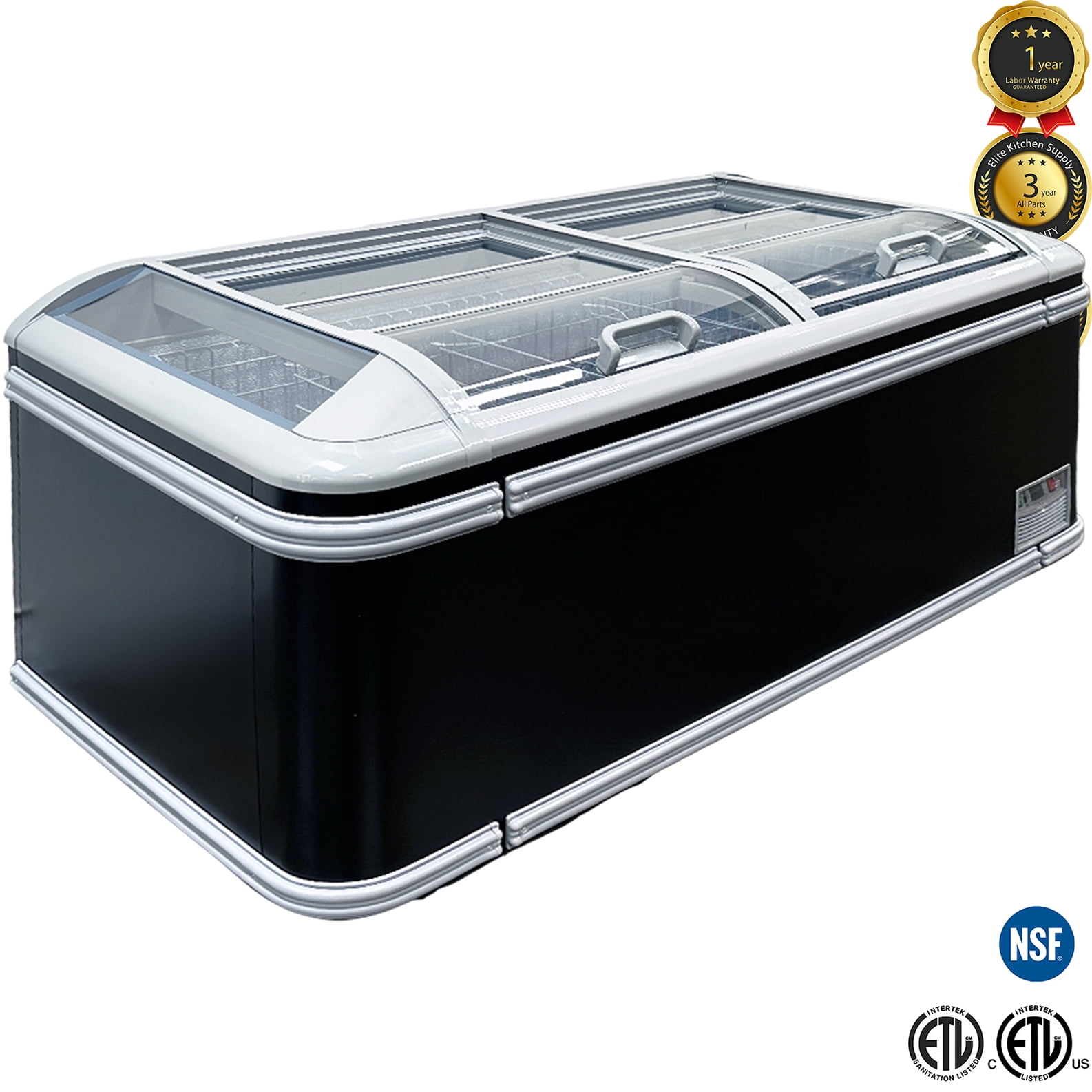 NSF 73" Commercial Island Freezer With Sliding Glass Top – Frost-Free Display Freezer for Supermarkets