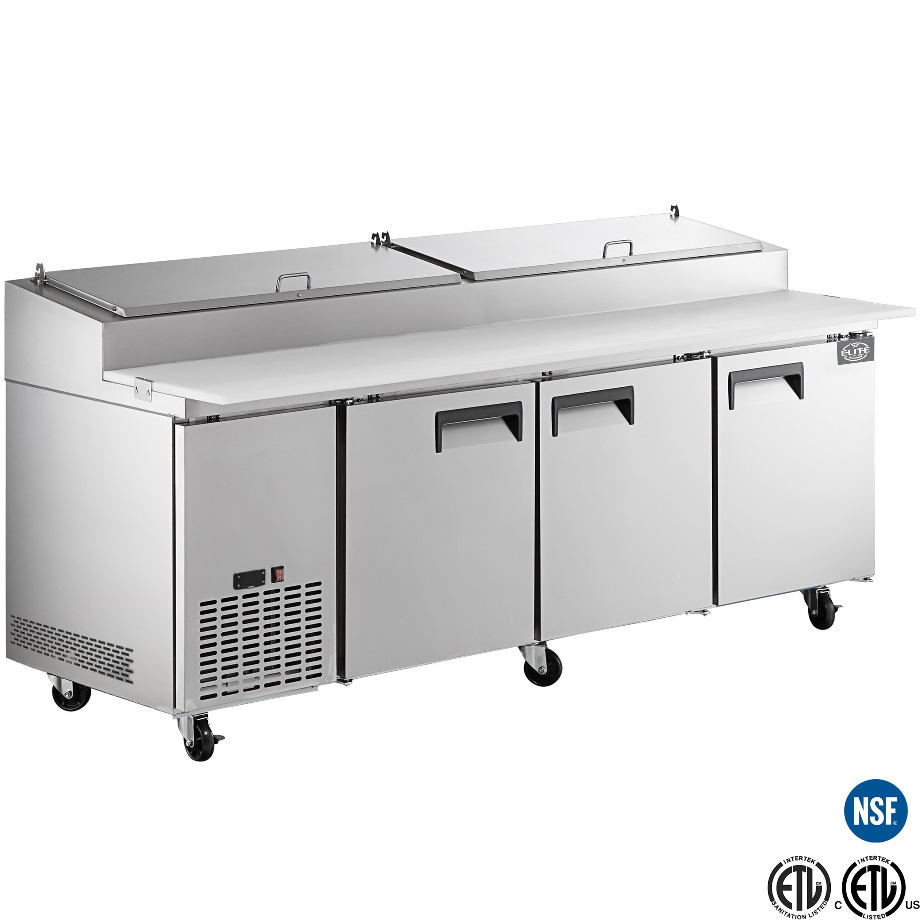 NSF 91 in. Pizza Prep Table 3 Door Refrigerator, Undercounter Cooler in Stainless Steel ETL 25 Cu.Ft. Sandwich&Salad Pre Tabel Cooler