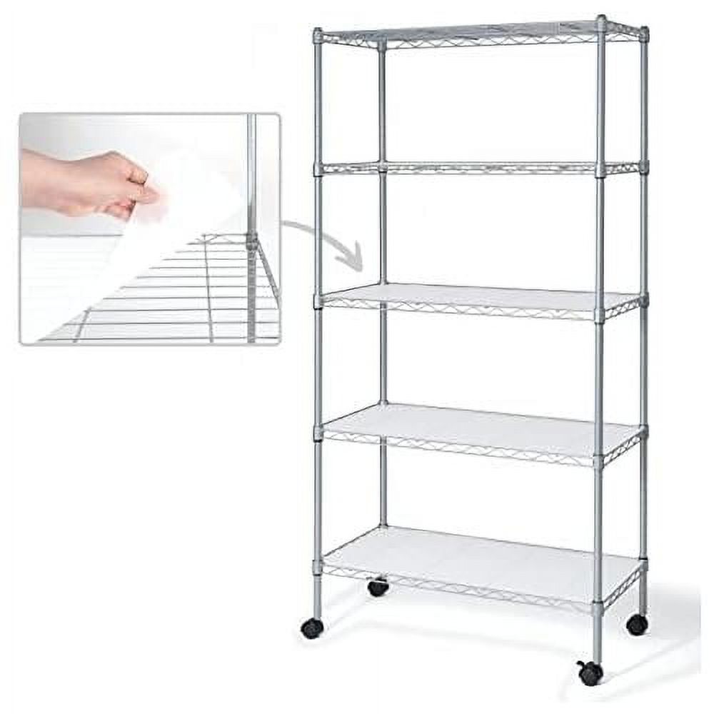 NSF Adjustable Height Shelving W/Liner Wheels, Rolling Basement Storage Shelving, Metal Storage
