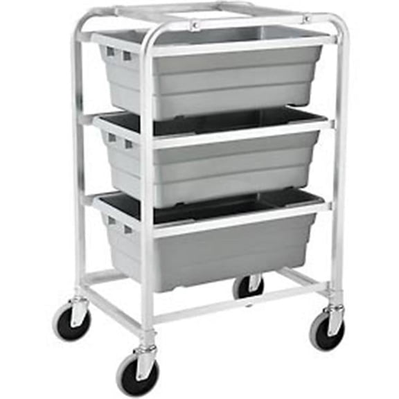 NSF Aluminum Lug Cart - 26 x 19 x 41 in., 3 Tote Capacity, Unassembled - Gray