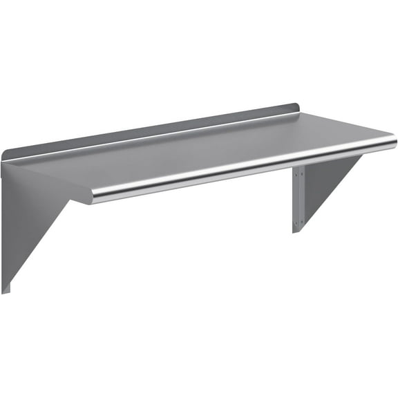 NSF Certified 18 Gauge Heavy Duty Stainless Steel Wall Shelf with Brackets for Kitchens, Utility Rooms, Storage, Offices & Home (36"x14")