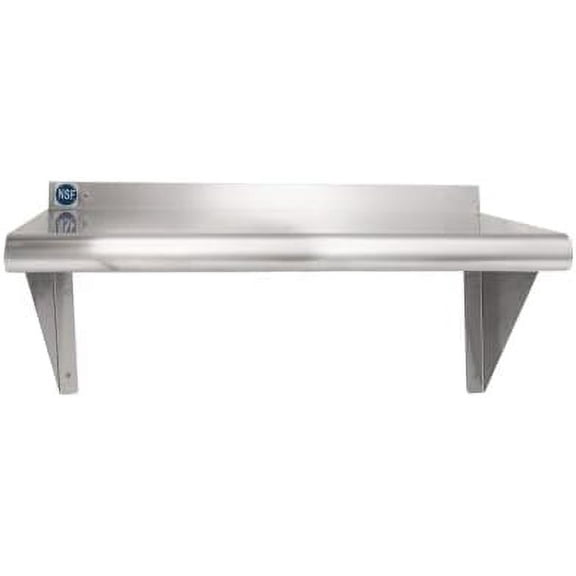 NSF Certified 18 Gauge Heavy Duty Stainless Steel Wall Shelf with Brackets for Kitchens, Utility Rooms, Storage, Offices & Home